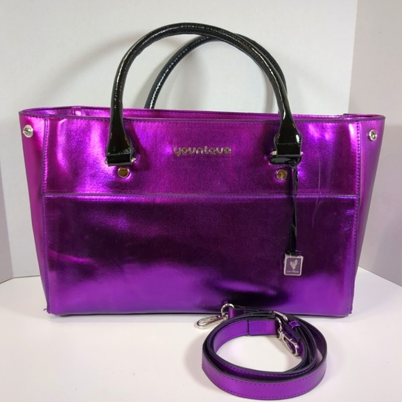 Younique Metallic Purple Large Cosmetic/ Tote Bag - Picture 1 of 16